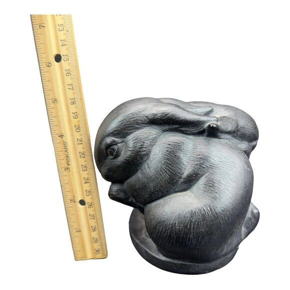 Vintage Hen Feathers Two Bunnies Collection 1985 Pottery Sculpture Figurine VTG - Picture 4 of 14